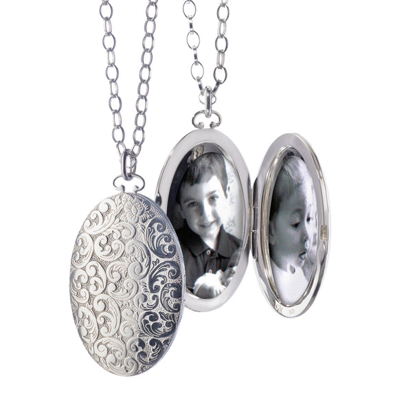 Large silver heart Locket Necklace